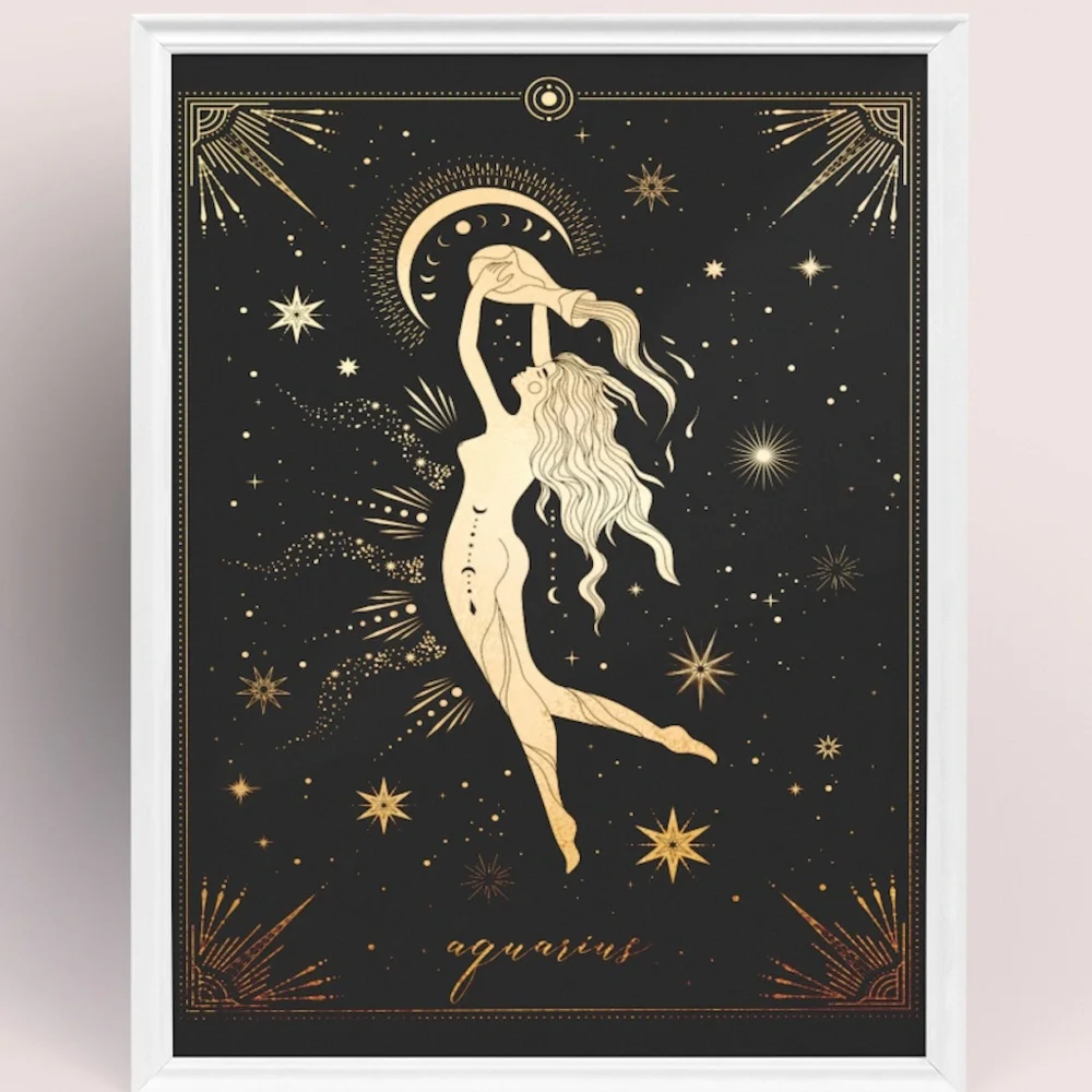 Aquarius Wall Art Celestial Zodiac Print Poster Unframed - Picture 2 of 15
